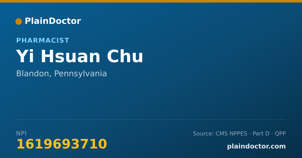 Shareable card for Yi Hsuan Chu - Pharmacist, Blandon, PA