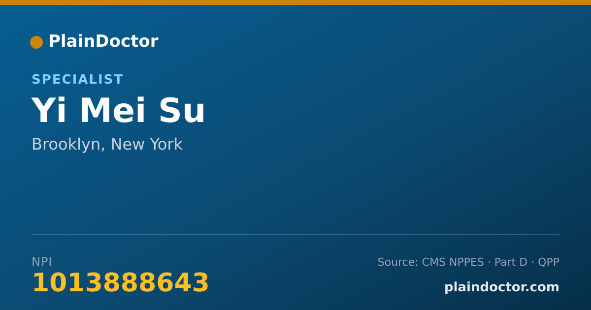 Shareable card for Yi Mei Su - Specialist, Brooklyn, NY
