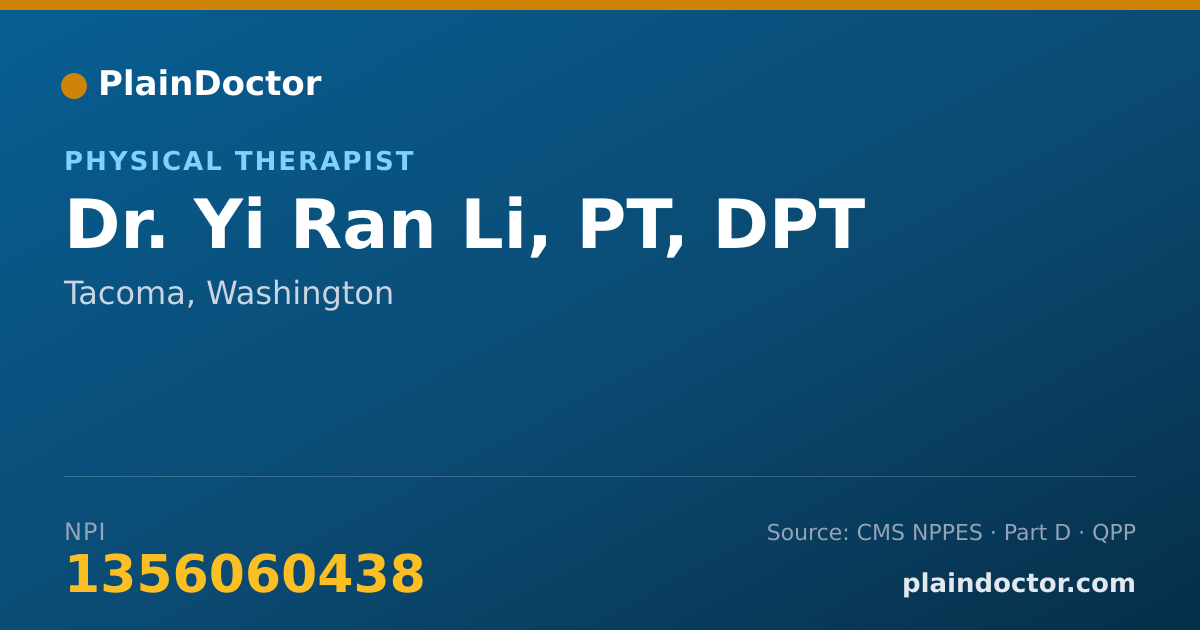 Shareable card for Yi Ran Li, PT, DPT - Physical Therapist, Tacoma, WA