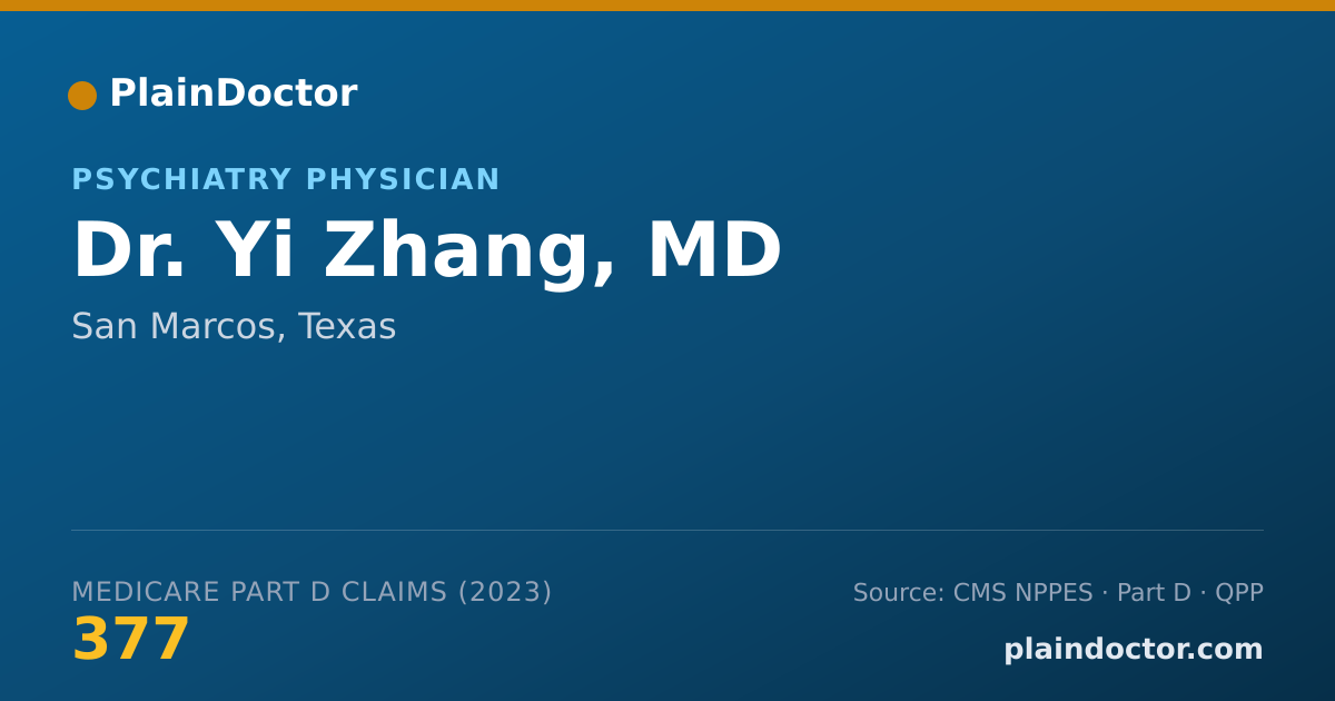 Shareable card for Yi Zhang, MD - Psychiatry Physician, San Marcos, TX