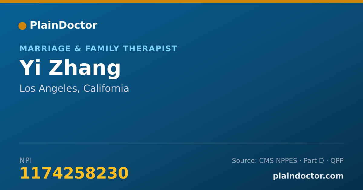 Shareable card for Yi Zhang - Marriage & Family Therapist, Los Angeles, CA