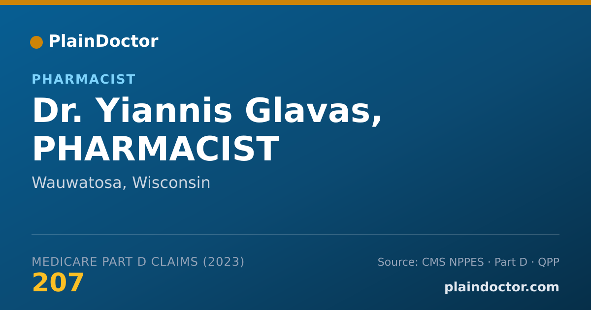Shareable card for Yiannis Glavas, PHARMACIST - Pharmacist, Wauwatosa, WI