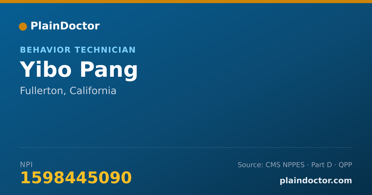 Shareable card for Yibo Pang - Behavior Technician, Fullerton, CA
