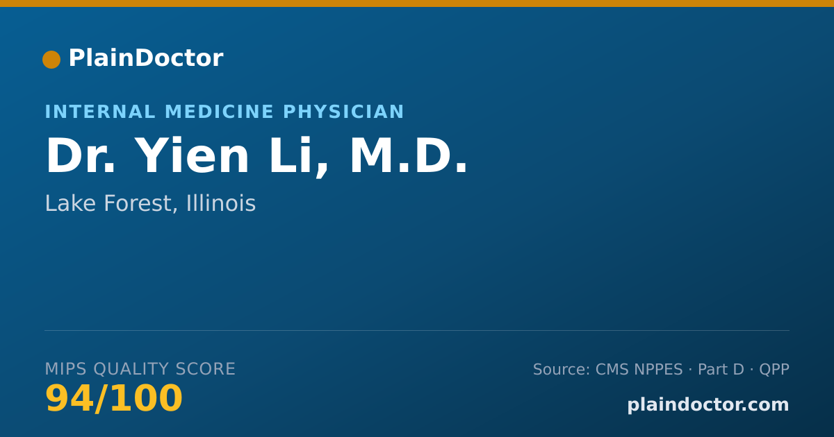 Shareable card for Yien Li, M.D. - Internal Medicine Physician, Lake Forest, IL