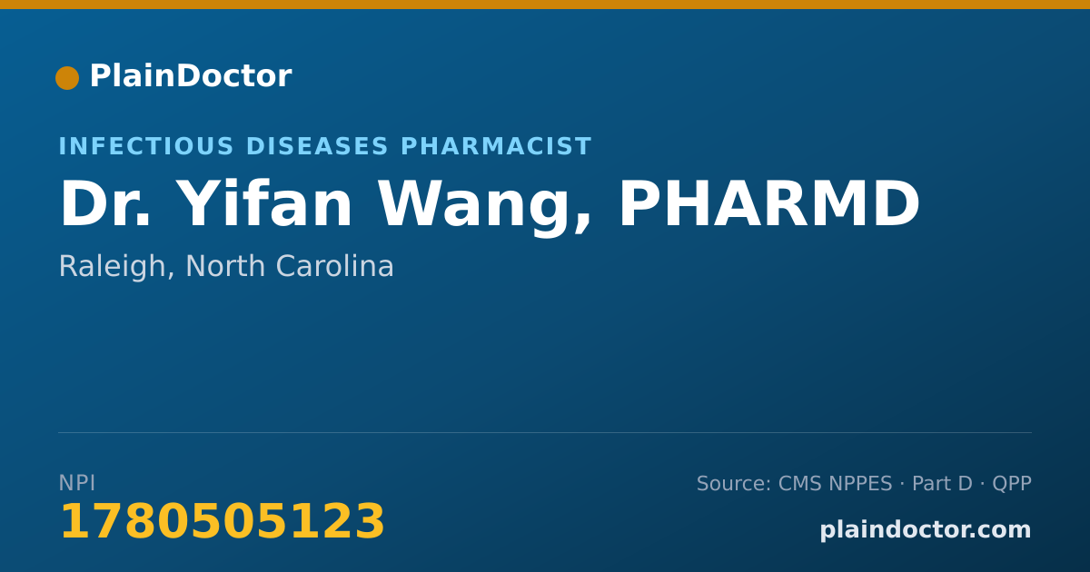 Shareable card for Yifan Wang, PHARMD - Infectious Diseases Pharmacist, Raleigh, NC