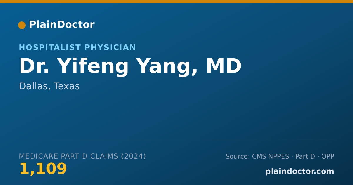 Shareable card for Yifeng Yang, MD - Internal Medicine Physician, Dallas, TX
