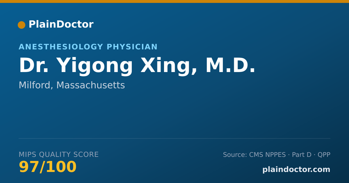 Shareable card for Yigong Xing, M.D. - Anesthesiology Physician, Milford, MA