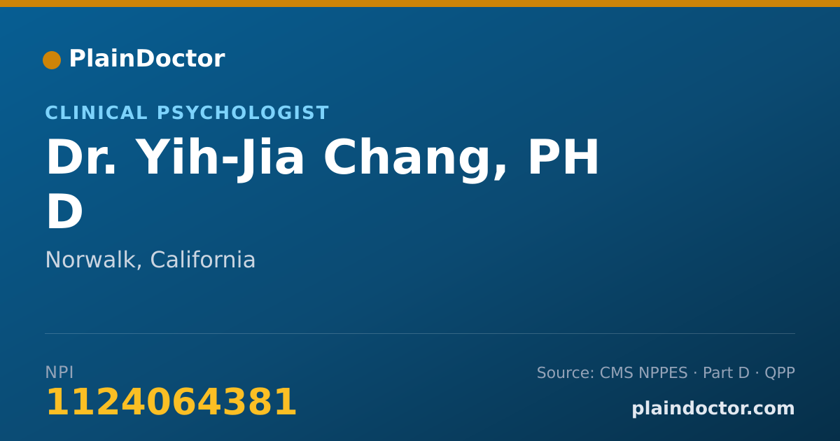 Shareable card for Yih-Jia Chang, PH D - Clinical Psychologist, Norwalk, CA