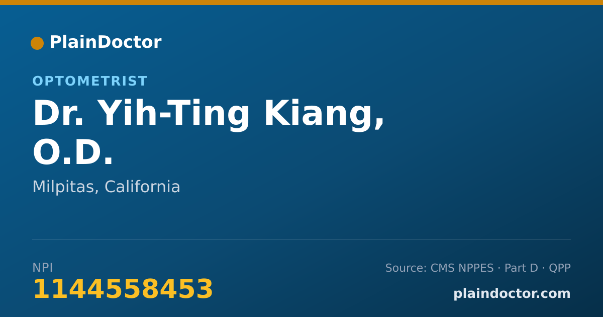 Shareable card for Yih-Ting Kiang, O.D. - Optometrist, Milpitas, CA