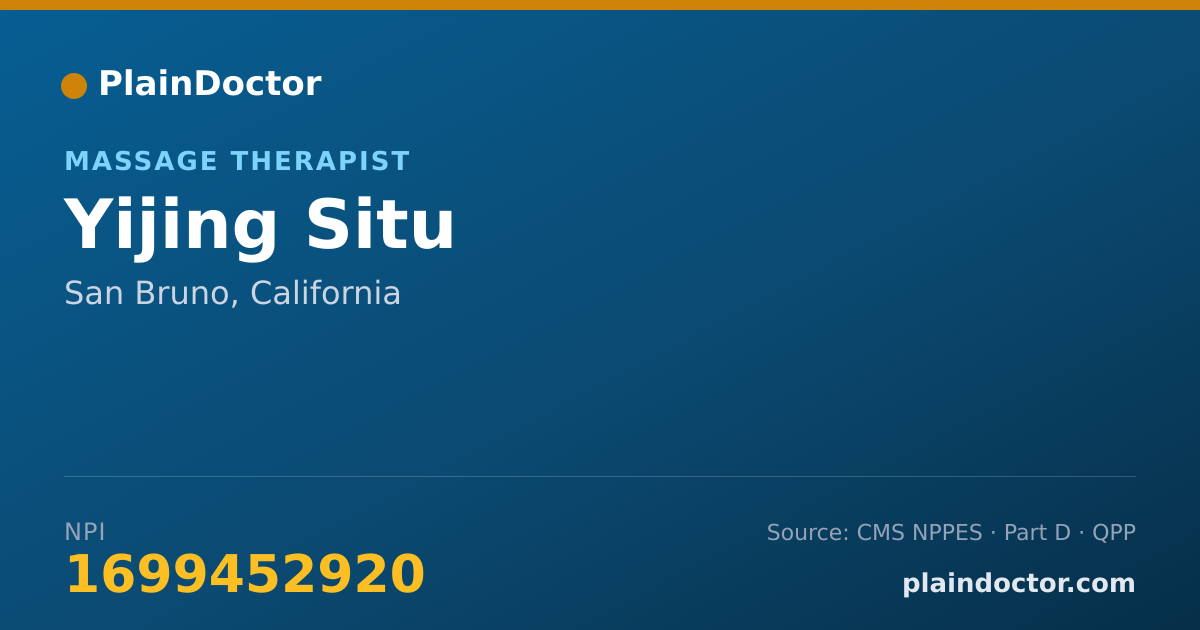 Shareable card for Yijing Situ - Massage Therapist, San Bruno, CA
