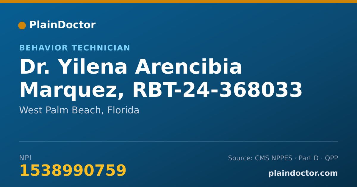 Shareable card for Yilena Arencibia Marquez, RBT-24-368033 - Behavior Technician, West Palm Beach, FL