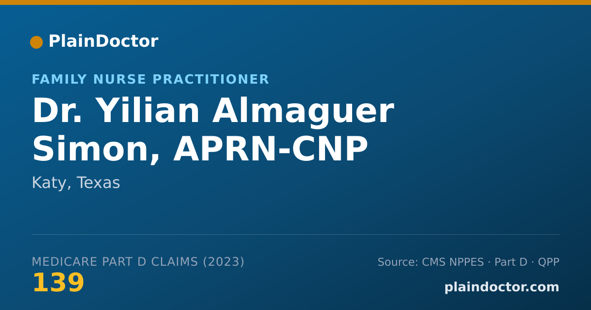 Shareable card for Yilian Almaguer Simon, APRN-CNP - Family Nurse Practitioner, Katy, TX