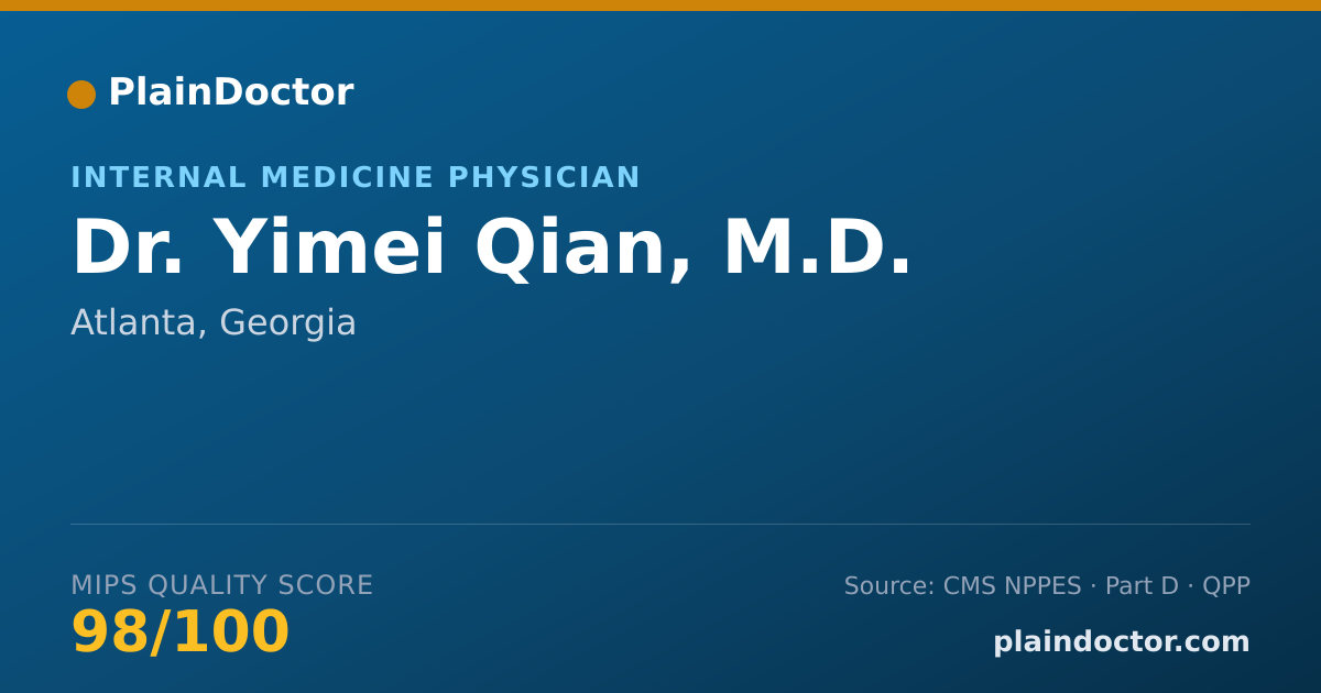 Shareable card for Yimei Qian, M.D. - Internal Medicine Physician, Atlanta, GA