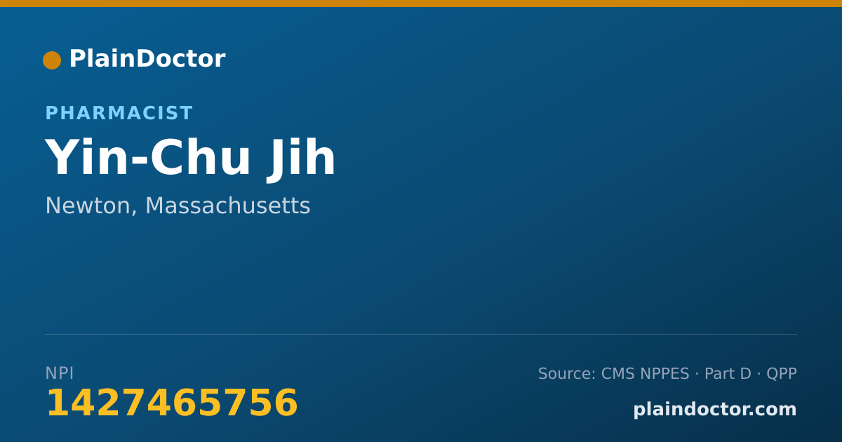 Shareable card for Yin-Chu Jih - Pharmacist, Newton, MA