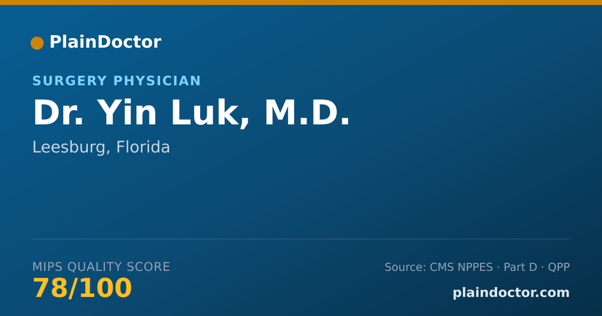 Shareable card for Yin Luk, M.D. - Surgery Physician, Leesburg, FL