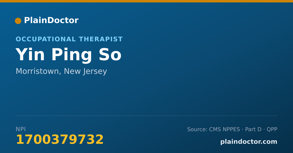 Shareable card for Yin Ping So - Occupational Therapist, Morristown, NJ