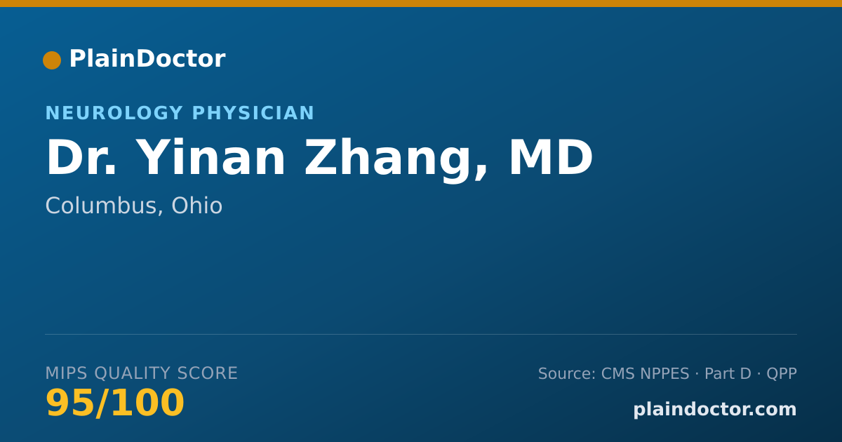 Shareable card for Yinan Zhang, MD - Neurology Physician, Columbus, OH