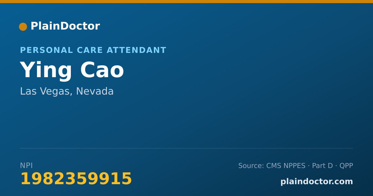 Shareable card for Ying Cao - Personal Care Attendant, Las Vegas, NV