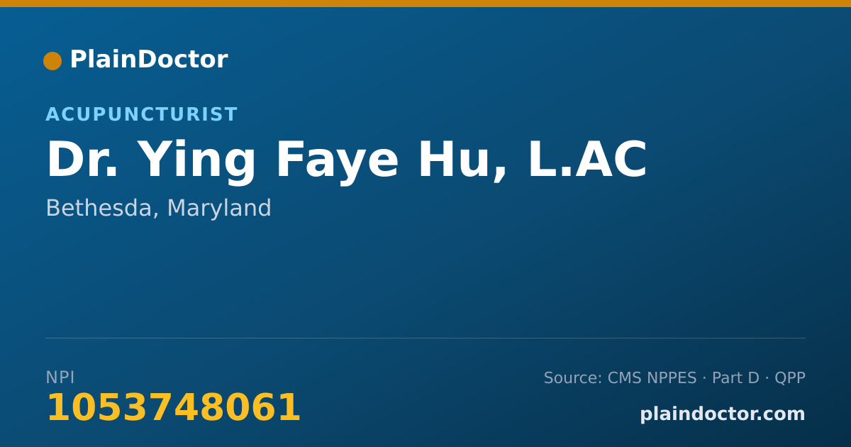 Shareable card for Ying Faye Hu, L.AC - Acupuncturist, Bethesda, MD