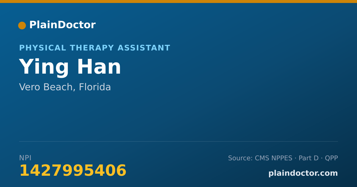 Shareable card for Ying Han - Physical Therapy Assistant, Vero Beach, FL