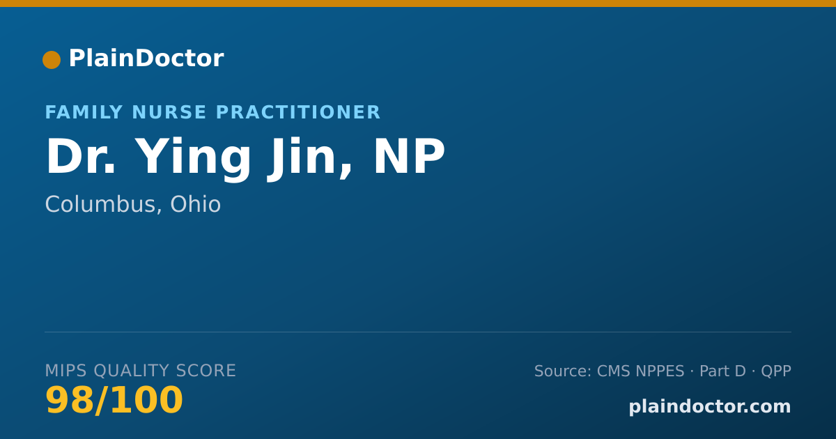 Shareable card for Ying Jin, NP - Family Nurse Practitioner, Columbus, OH