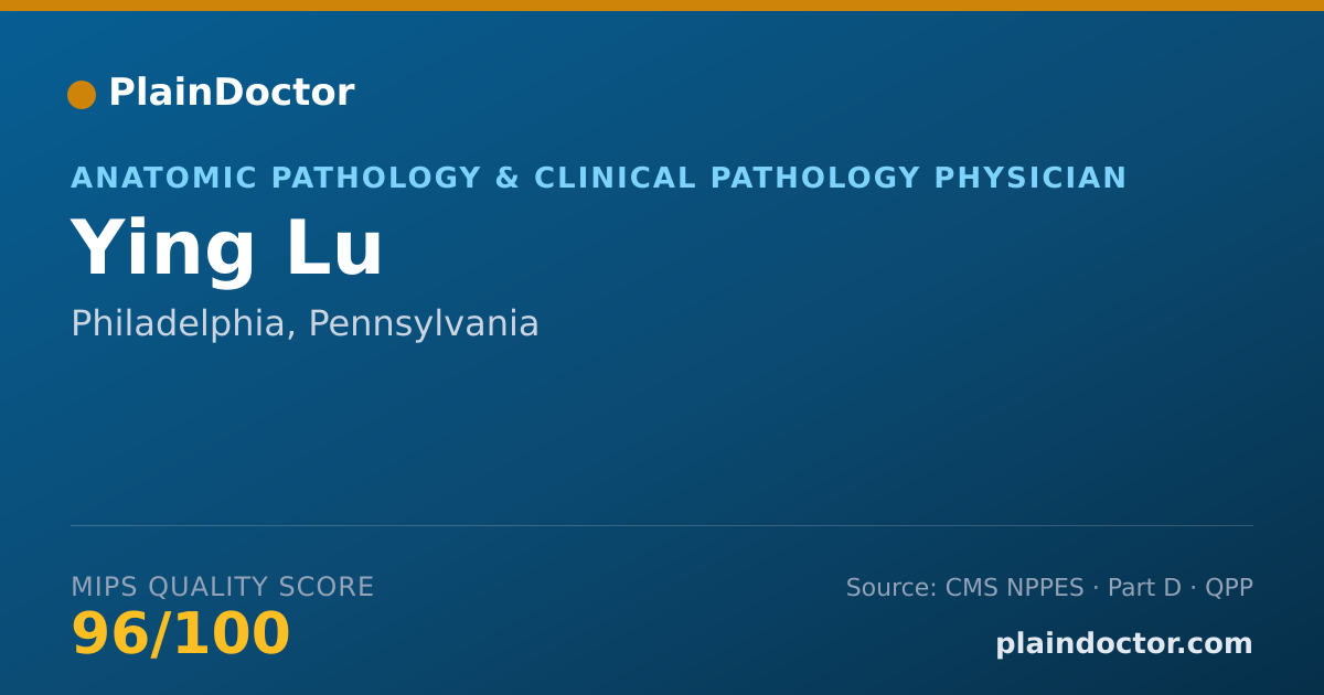Shareable card for Ying Lu - Anatomic Pathology & Clinical Pathology Physician, Philadelphia, PA