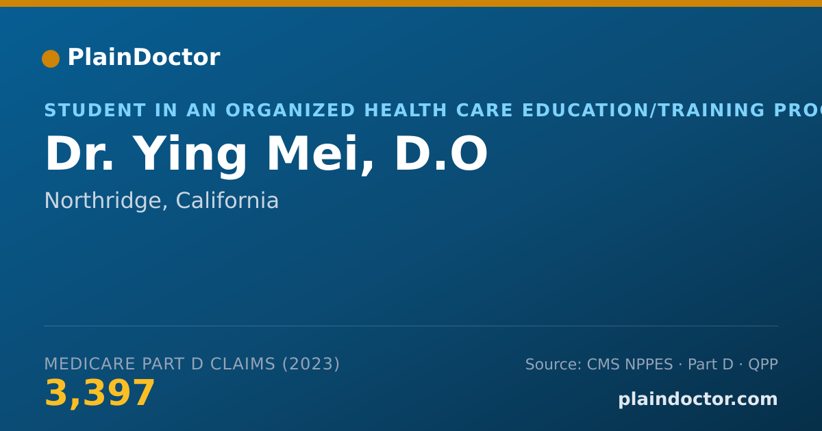 Shareable card for Ying Mei, D.O - Student in an Organized Health Care Education/Training Program, Northridge, CA