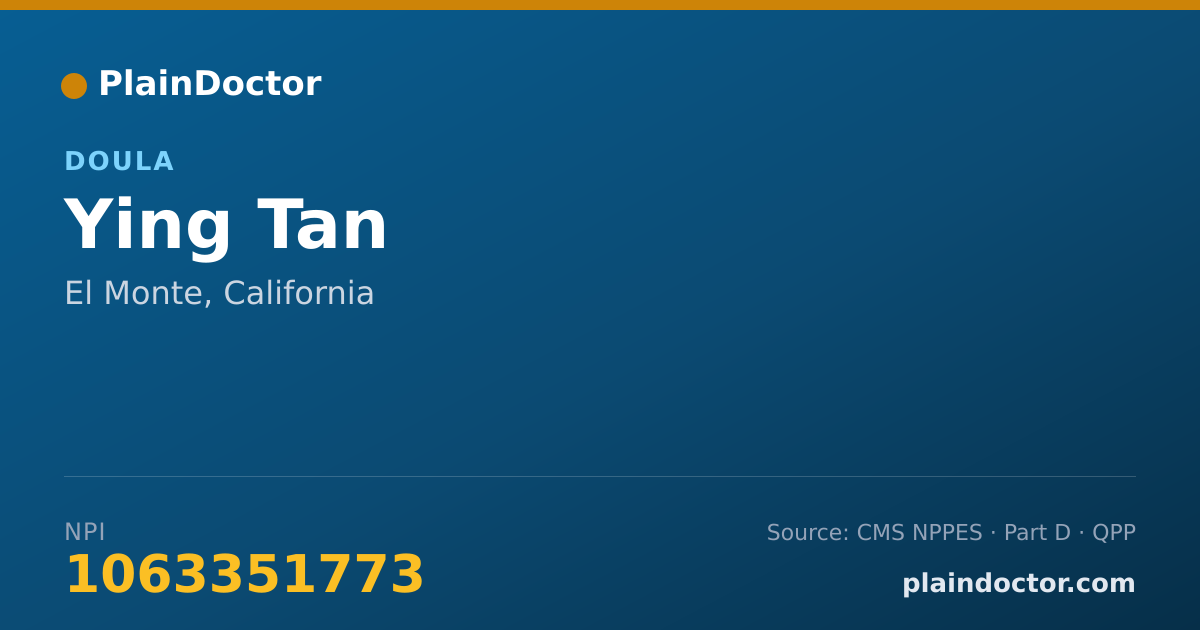 Shareable card for Ying Tan - Doula, El Monte, CA