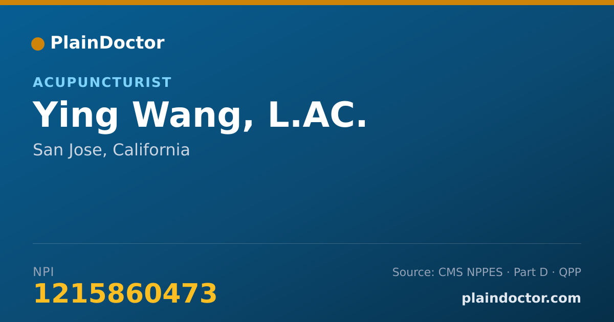 Shareable card for Ying Wang, L.AC. - Acupuncturist, San Jose, CA