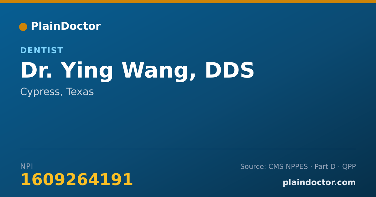 Shareable card for Ying Wang, DDS - Dentist, Cypress, TX