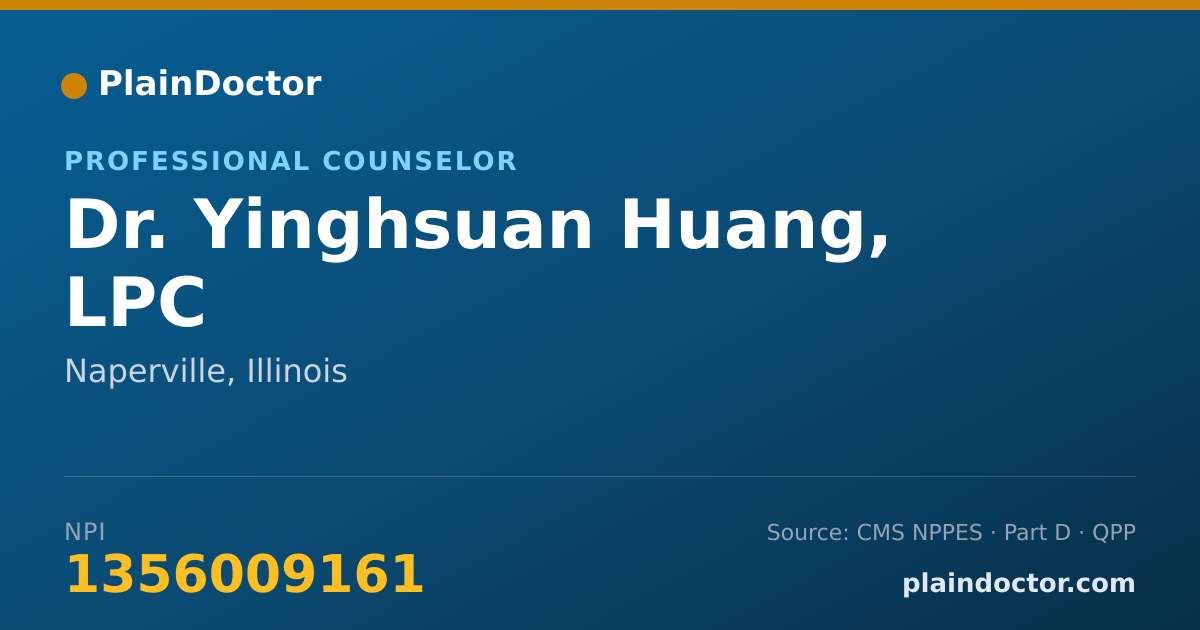Shareable card for Yinghsuan Huang, LPC - Professional Counselor, Naperville, IL