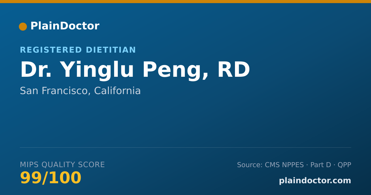 Shareable card for Yinglu Peng, RD - Registered Dietitian, San Francisco, CA