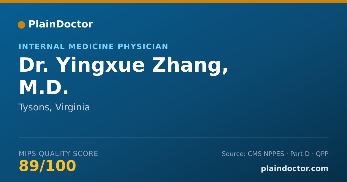 Shareable card for Yingxue Zhang, M.D. - Internal Medicine Physician, Tysons, VA