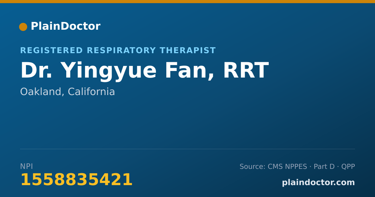 Shareable card for Yingyue Fan, RRT - Registered Respiratory Therapist, Oakland, CA
