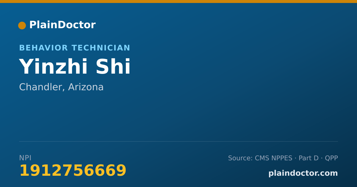 Shareable card for Yinzhi Shi - Behavior Technician, Chandler, AZ