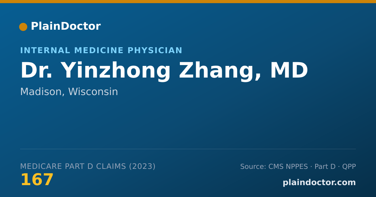 Shareable card for Yinzhong Zhang, MD - Internal Medicine Physician, Madison, WI