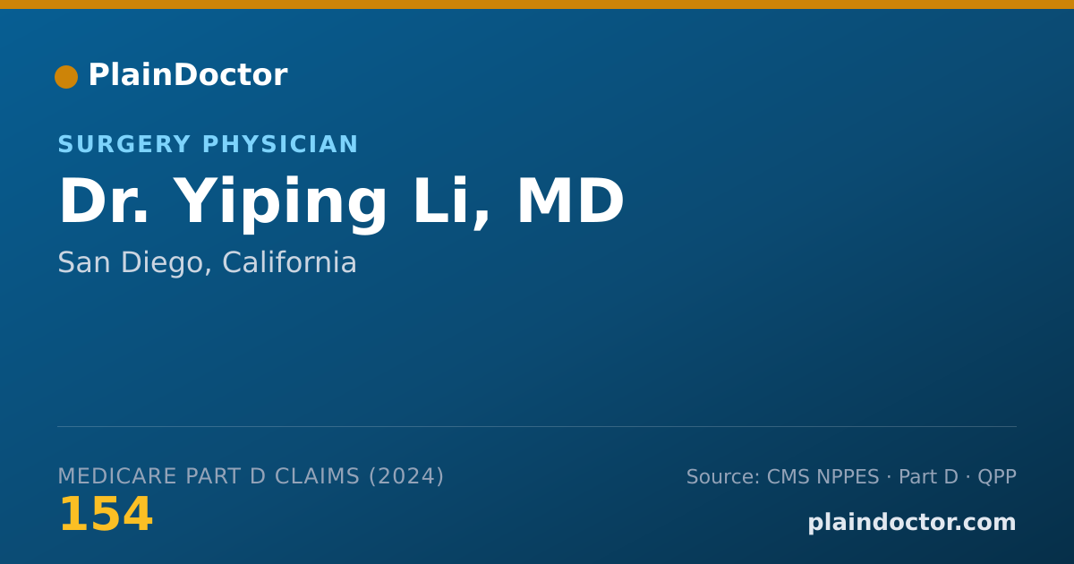 Shareable card for Yiping Li, MD - Surgery Physician, San Diego, CA