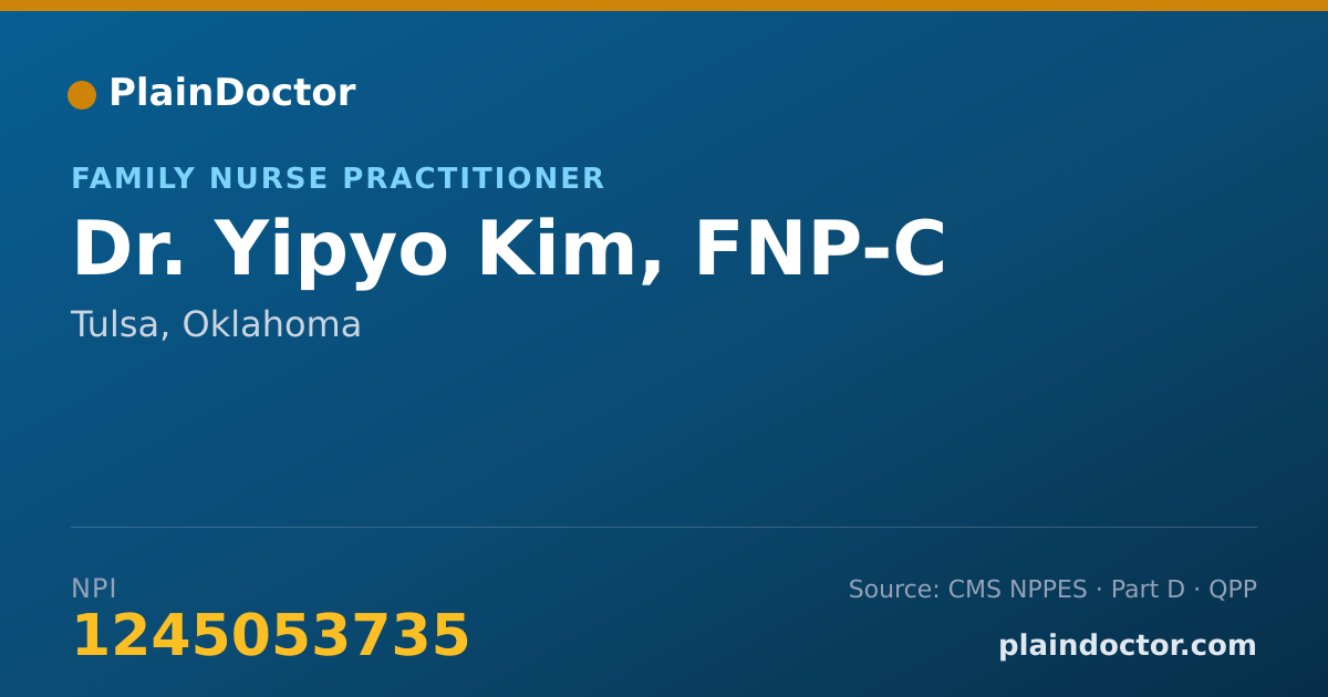 Shareable card for Yipyo Kim, FNP-C - Family Nurse Practitioner, Tulsa, OK
