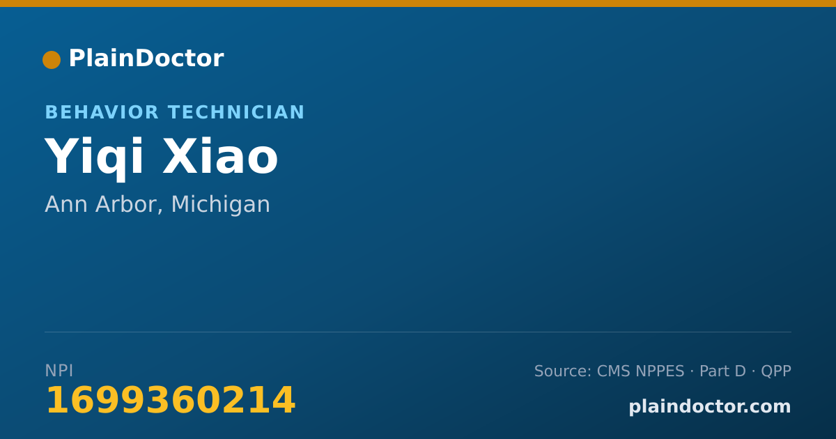 Shareable card for Yiqi Xiao - Behavior Technician, Ann Arbor, MI