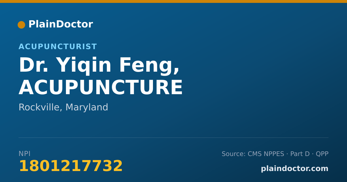 Shareable card for Yiqin Feng, ACUPUNCTURE - Acupuncturist, Rockville, MD