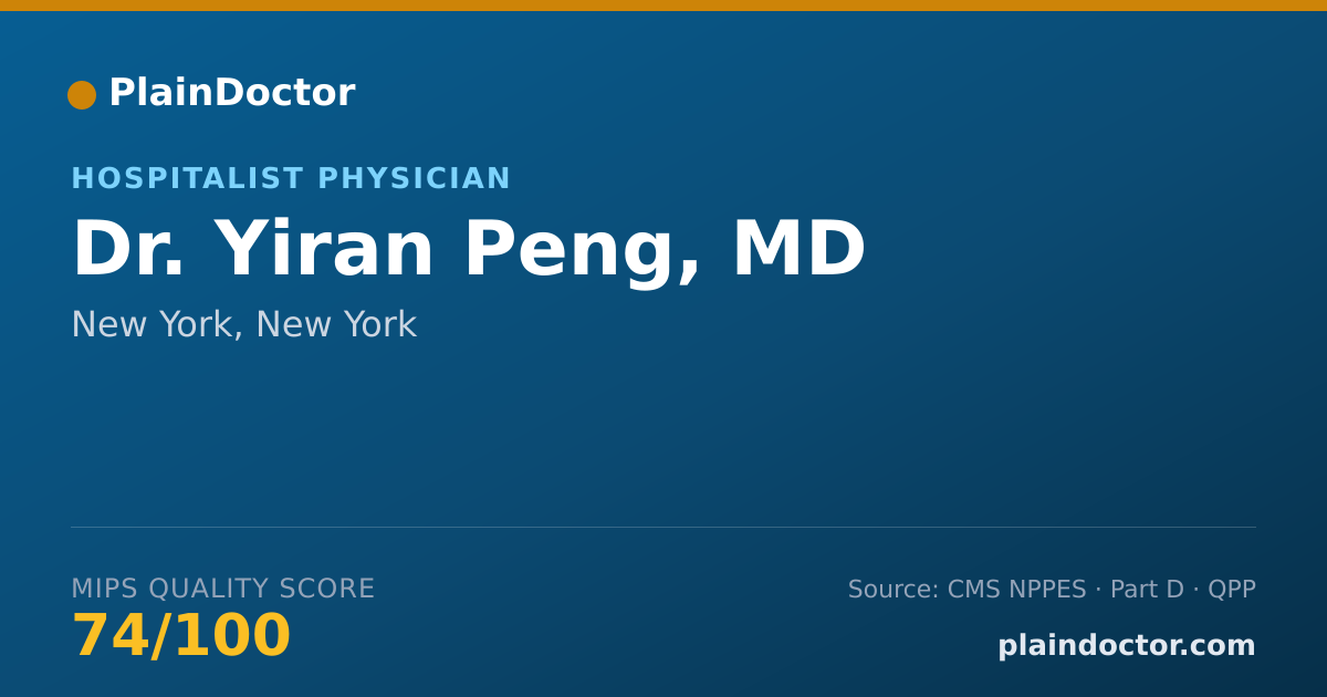 Shareable card for Yiran Peng, MD - Hospitalist Physician, New York, NY