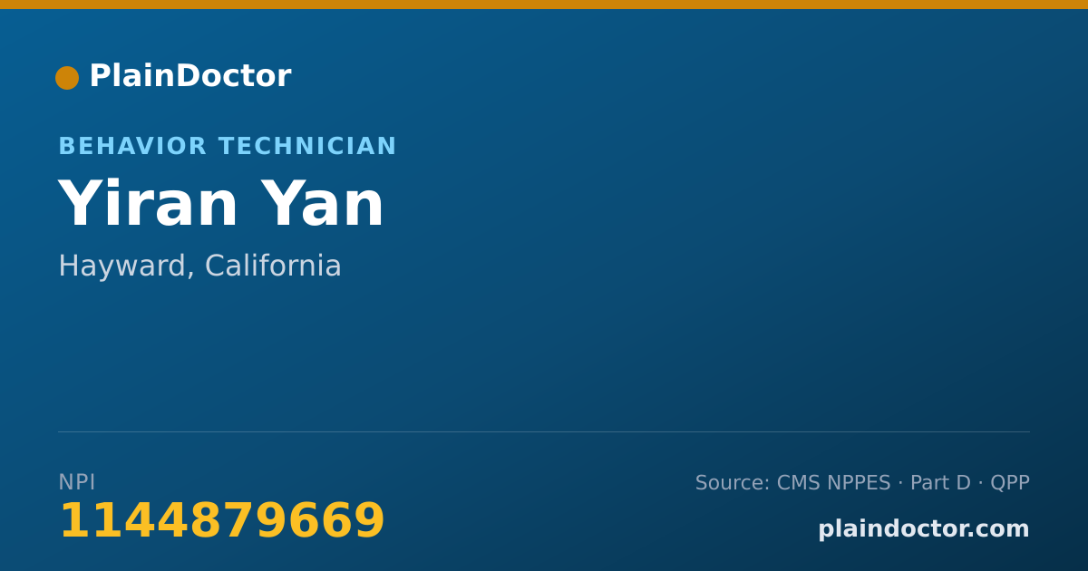 Shareable card for Yiran Yan - Behavior Technician, Hayward, CA