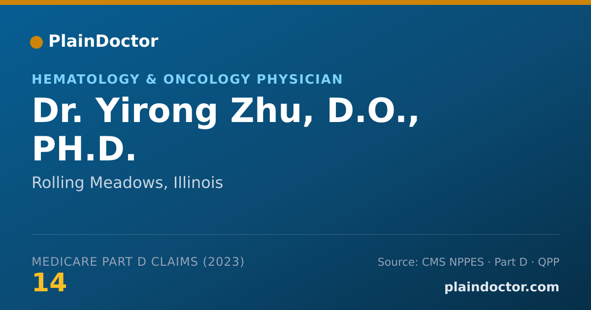 Shareable card for Yirong Zhu, D.O., PH.D. - Hematology & Oncology Physician, Rolling Meadows, IL