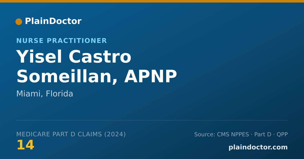 Shareable card for Yisel Castro Someillan, APNP - Nurse Practitioner, Miami, FL