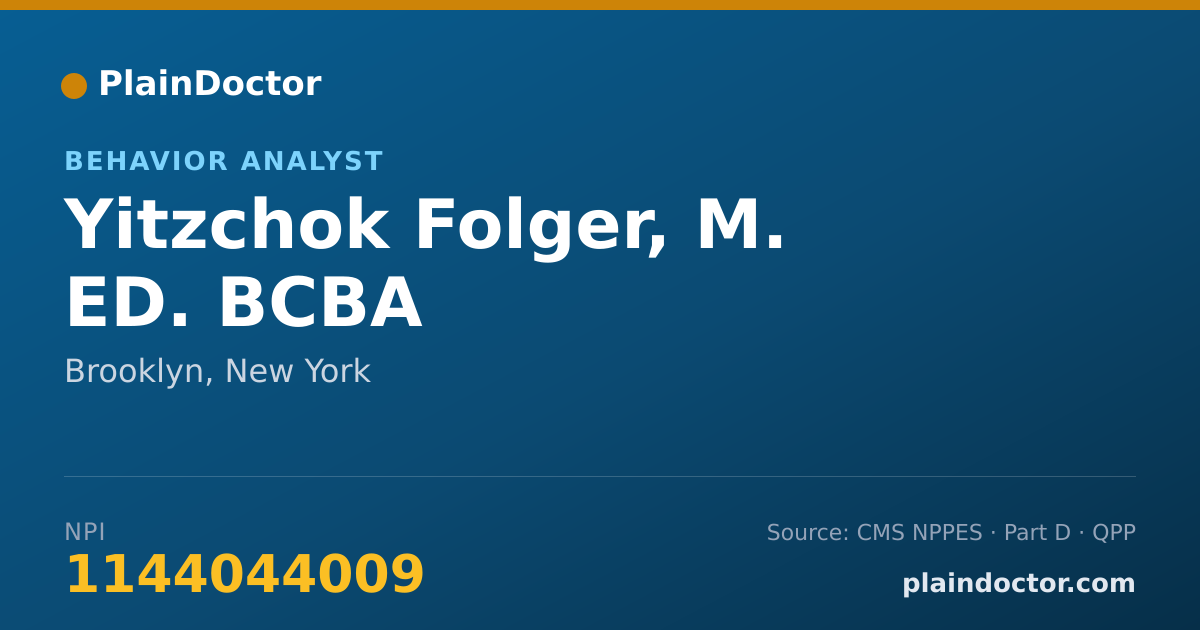Shareable card for Yitzchok Folger, M. ED. BCBA - Behavior Analyst, Brooklyn, NY