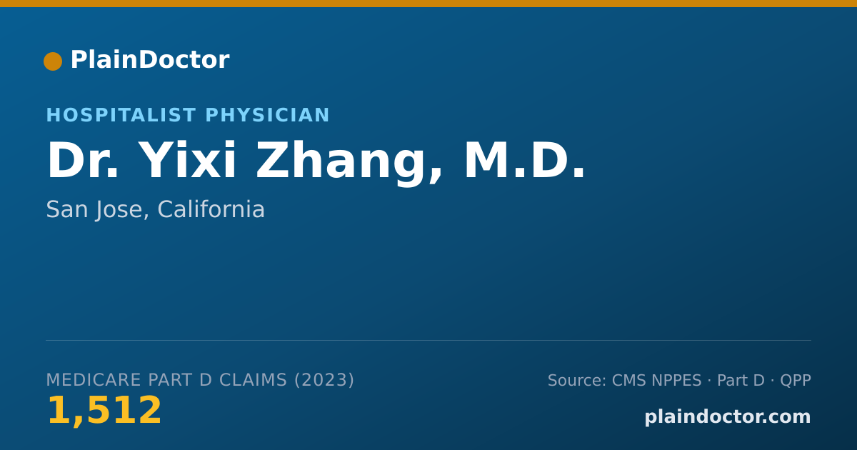 Shareable card for Yixi Zhang, M.D. - Hospitalist Physician, San Jose, CA
