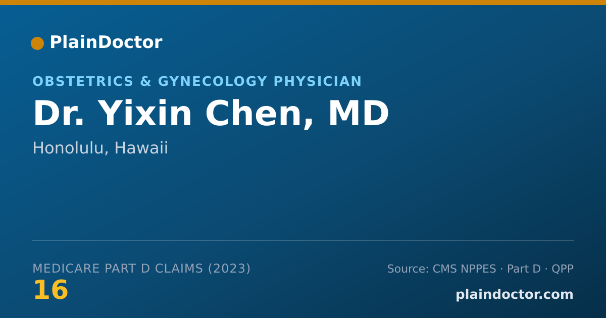 Shareable card for Yixin Chen, MD - Obstetrics & Gynecology Physician, Honolulu, HI
