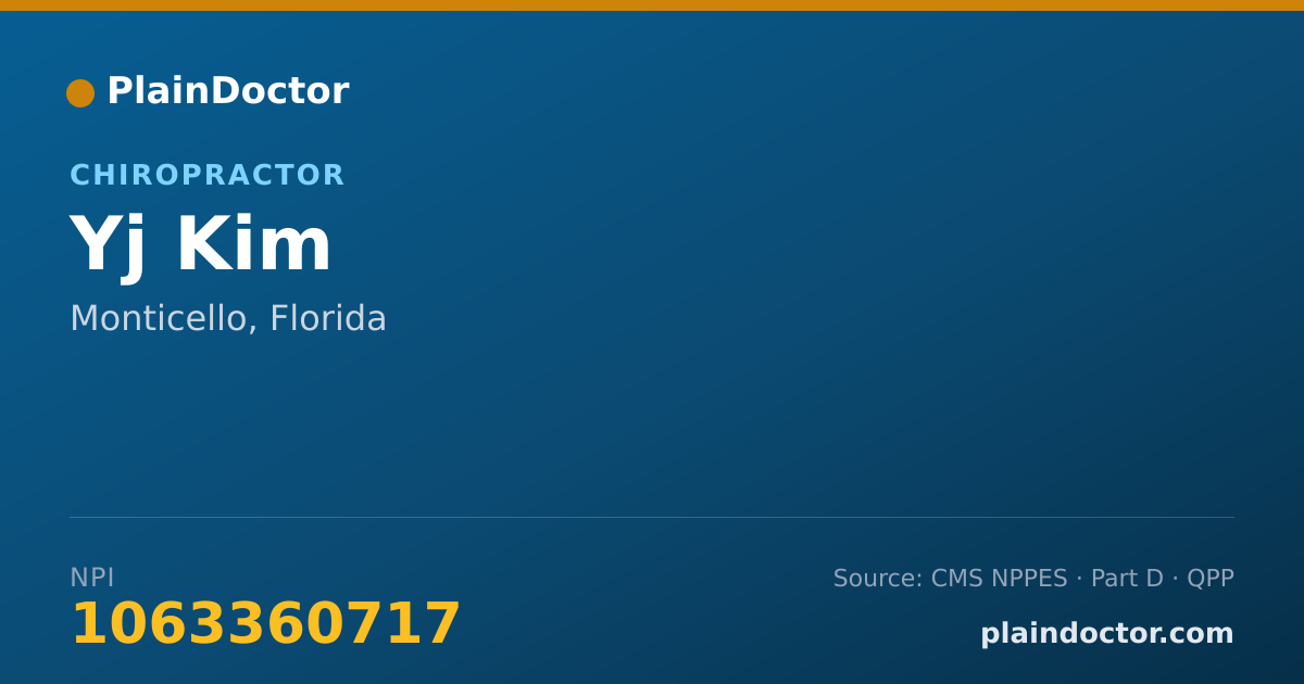 Shareable card for Yj Kim - Chiropractor, Monticello, FL