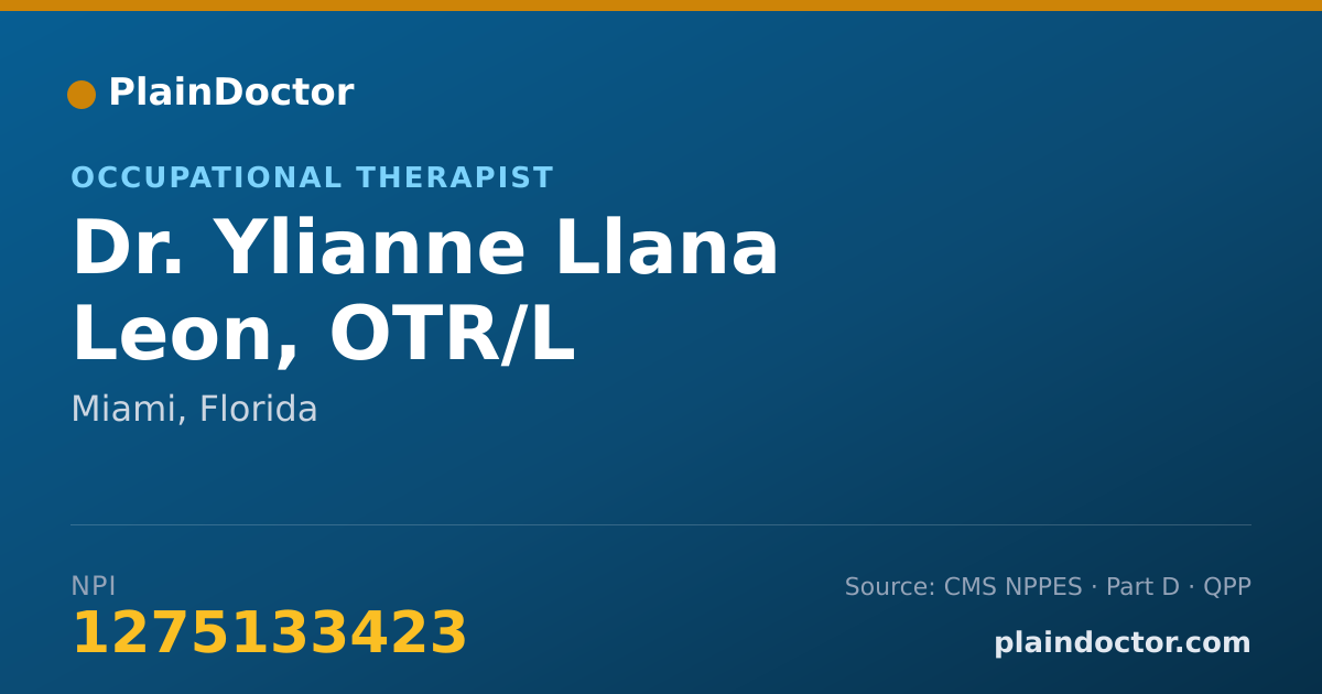 Shareable card for Ylianne Llana Leon, OTR/L - Occupational Therapist, Miami, FL