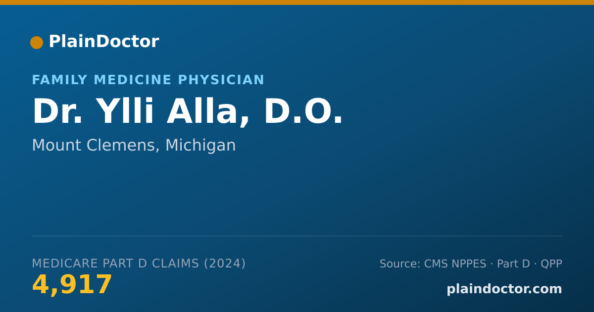 Shareable card for Ylli Alla, D.O. - Family Medicine Physician, Mount Clemens, MI